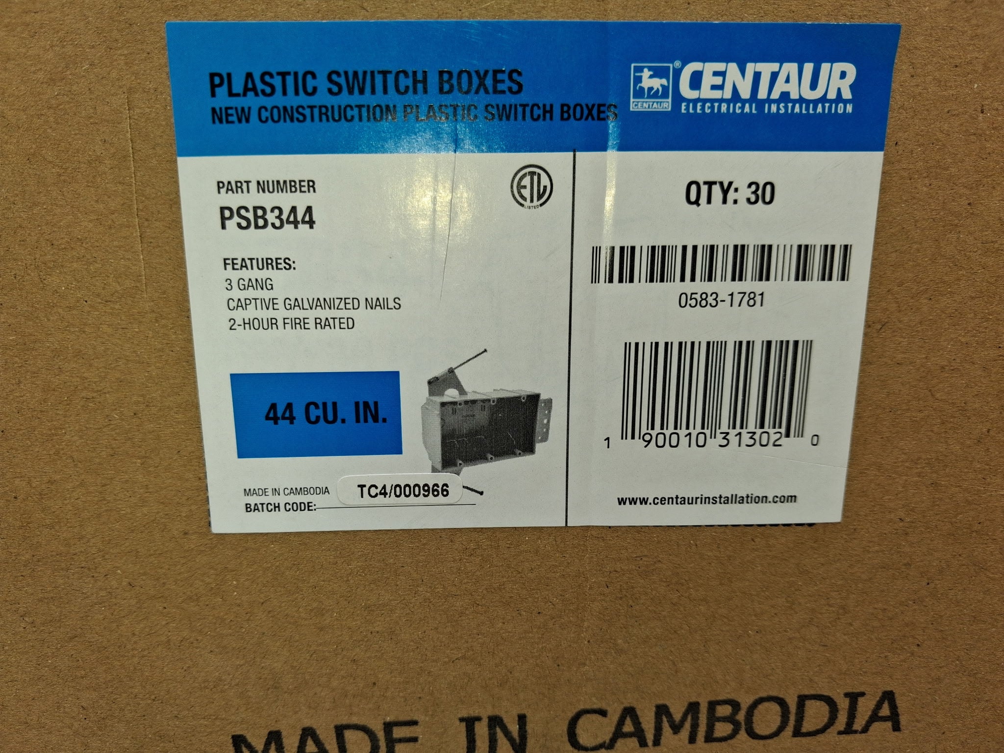 3-GANG Plastic Switch Box (New Work) 44 cu. in.