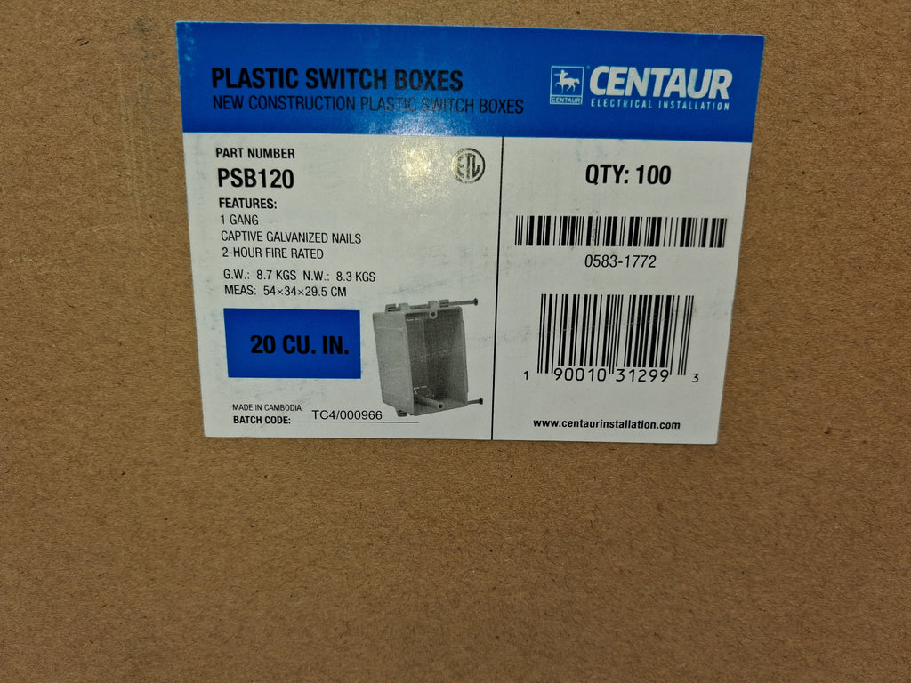 1-GANG Plastic Switch Box (New Work) 20 cu. in.
