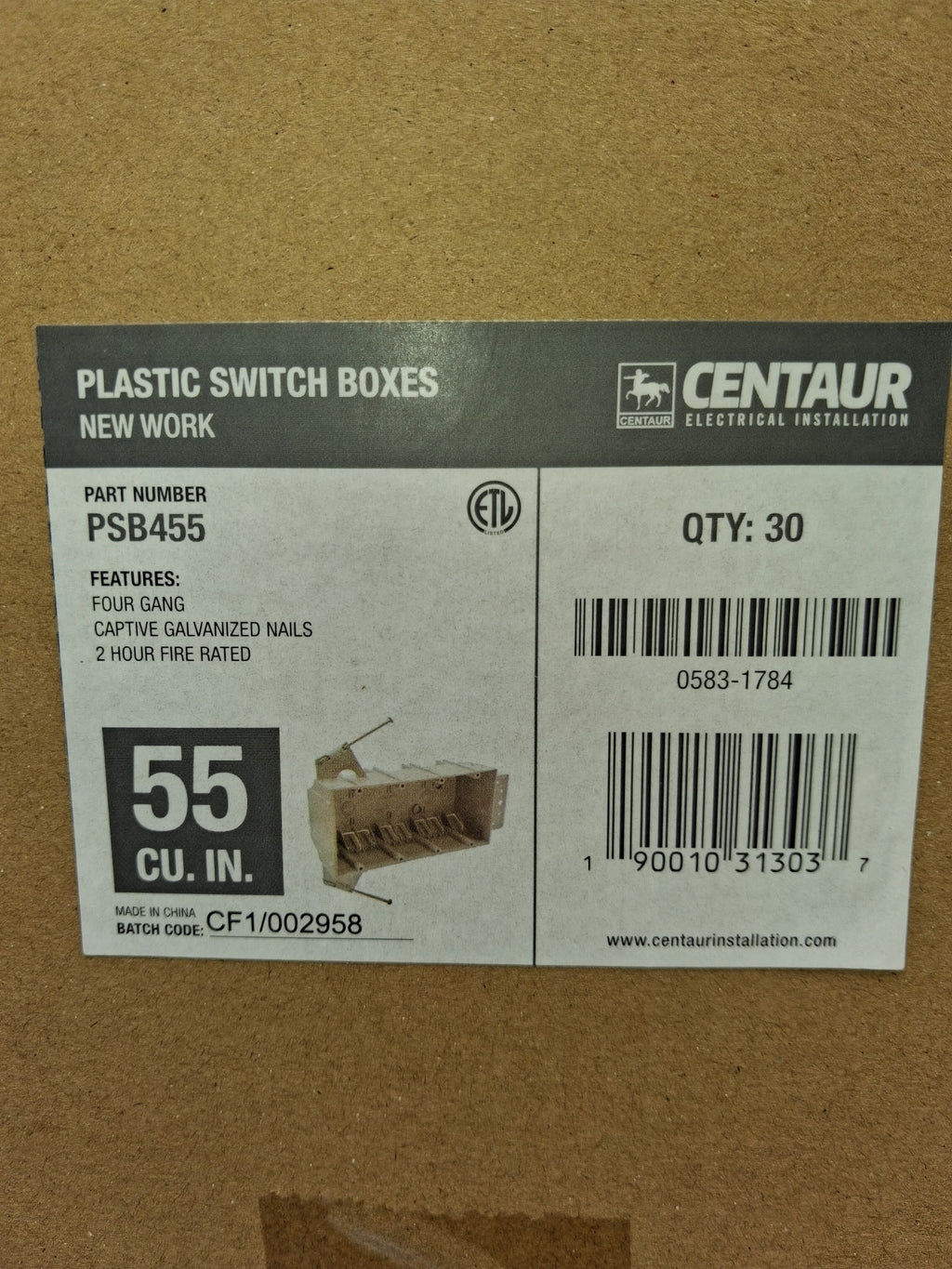4-GANG Plastic Switch Box (New Work) 55 cu. in.
