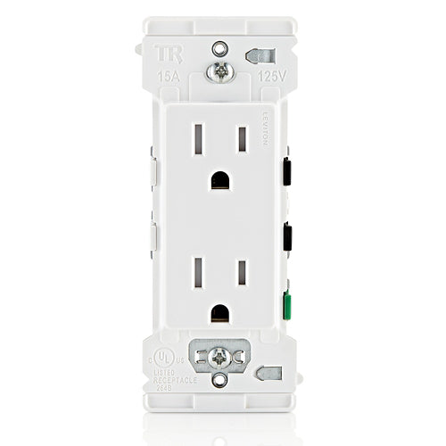 Lever Edge 15 Amp / 20 Amp Feed-Through Tamper-Resistant Duplex Outlet, White