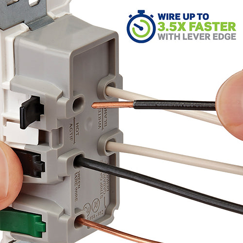 Lever Edge 15 Amp / 20 Amp Feed-Through Tamper-Resistant Duplex Outlet, White