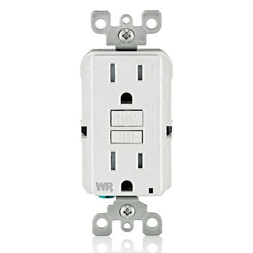 15 Amp Slim GFCI Weather-Resistant Outlet, Self Test, Tamper-Resistant with LED Indicator Light