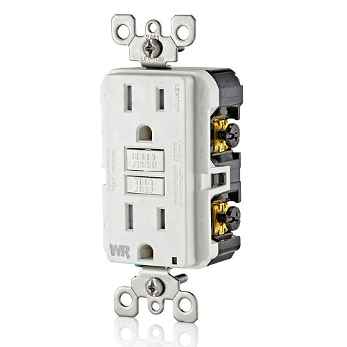 15 Amp Slim GFCI Weather-Resistant Outlet, Self Test, Tamper-Resistant with LED Indicator Light