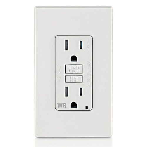 15 Amp Slim GFCI Weather-Resistant Outlet, Self Test, Tamper-Resistant with LED Indicator Light