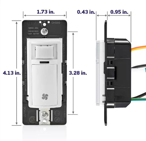 Decora In-Wall Humidity Sensor for Bathroom Exhaust Fan Control Switch, 1/4 HP, Residential Grade, Single Pole, White