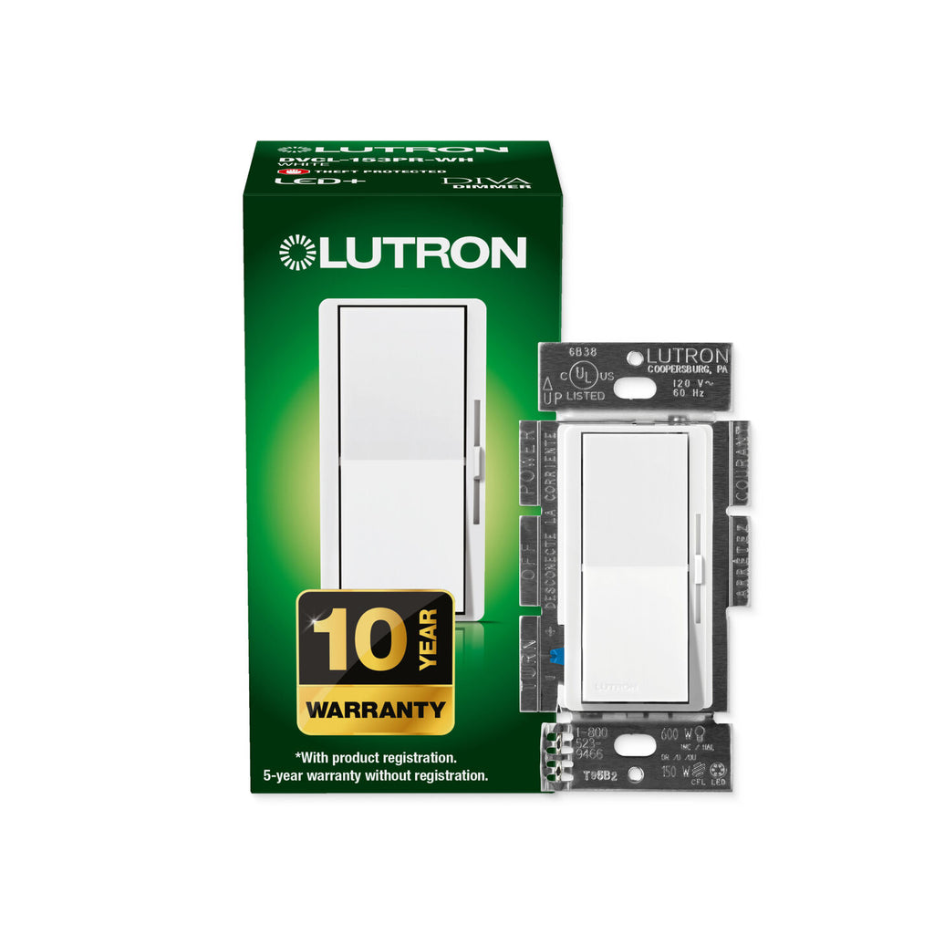 Lutron Diva LED+ Dimmer Switch – White – DVCL-153P-WH