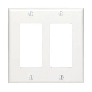 2-Gang Decora/GFCI Device Wallplate, Standard Size, Thermoplastic Nylon, White