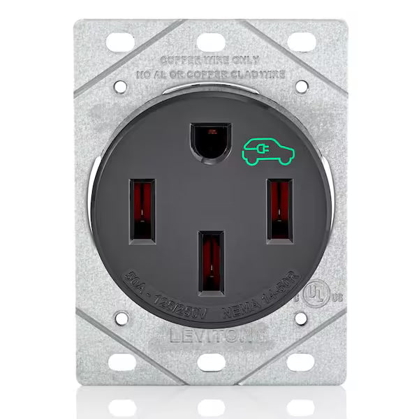 50 Amp EV Charging Receptacle/Outlet, Heavy Duty NEMA 14-50R