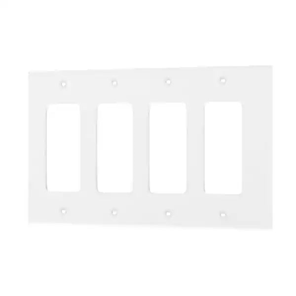 4-Gang Decora/GFCI Device Wallplate, Standard Size, Thermoplastic Nylon, White